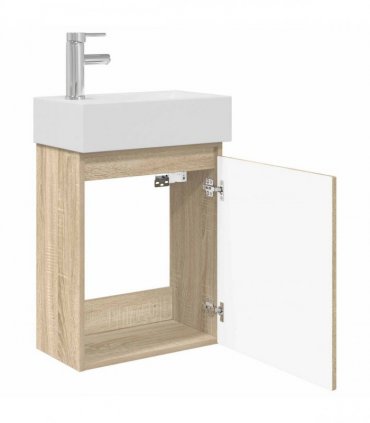 vidaXL Bathroom Vanity Unit with Tap Sonoma Oak 45.5 x 25.5 x 84 cm — Model: with left faucet