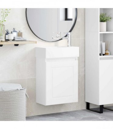 vidaXL Bathroom Vanity Unit with Tap White 45.5 x 22.5 x 84 cm — Model: with right faucet — V0672169527
