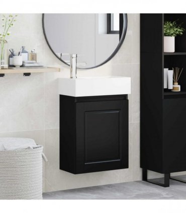 vidaXL Bathroom Vanity Unit with Tap Black 45.5 x 22.5 x 84 cm — Model: with left faucet — V0672169528
