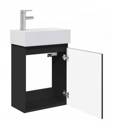 vidaXL Bathroom Vanity Unit with Tap Black 45.5 x 22.5 x 84 cm — Model: with left faucet — V0672169528
