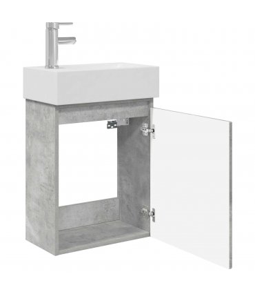vidaXL Bathroom Vanity Unit with Tap Concrete Grey 45.5 x 22.5 x 84 cm — Model: with left faucet — V0672169530