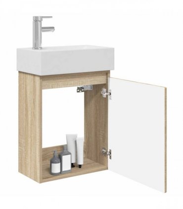 vidaXL Bathroom Vanity Unit with Tap Sonoma Oak 45.5 x 22.5 x 84 cm — Model: with left faucet — V0672169531