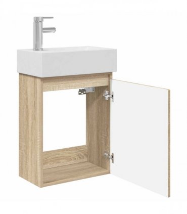 vidaXL Bathroom Vanity Unit with Tap Sonoma Oak 45.5 x 22.5 x 84 cm — Model: with left faucet — V0672169531