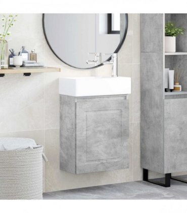 vidaXL Bathroom Vanity Unit with Tap Concrete Grey 45.5 x 22.5 x 84 cm — Model: with right faucet — V0672169533