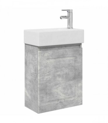 vidaXL Bathroom Vanity Unit with Tap Concrete Grey 45.5 x 22.5 x 84 cm — Model: with right faucet — V0672169533