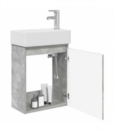 vidaXL Bathroom Vanity Unit with Tap Concrete Grey 45.5 x 22.5 x 84 cm — Model: with right faucet — V0672169533