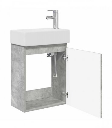 vidaXL Bathroom Vanity Unit with Tap Concrete Grey 45.5 x 22.5 x 84 cm — Model: with right faucet — V0672169533