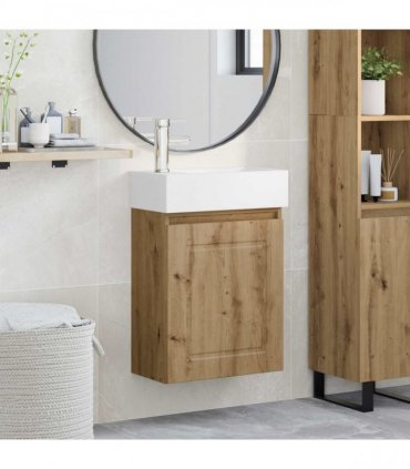 vidaXL Bathroom Vanity Unit with Tap Artisan Oak 45.5 x 22.5 x 84 cm — Model: with left faucet — V0672169534