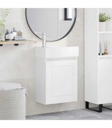 vidaXL Bathroom Vanity Unit with Tap White 45.5 x 22.5 x 84 cm — Model: with left faucet — V0672169535