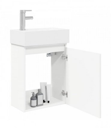 vidaXL Bathroom Vanity Unit with Tap White 45.5 x 22.5 x 84 cm — Model: with left faucet — V0672169535
