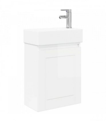 vidaXL Bathroom Vanity Unit with Tap High Gloss White — Model: with right faucet — V0672169536