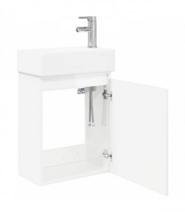 vidaXL Bathroom Vanity Unit with Tap High Gloss White — Model: with right faucet — V0672169536