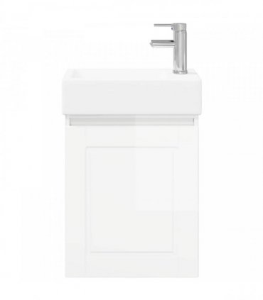 vidaXL Bathroom Vanity Unit with Tap High Gloss White — Model: with right faucet — V0672169536