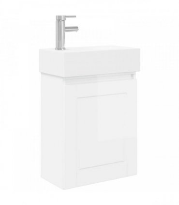 vidaXL Bathroom Vanity Unit with Tap High Gloss White — Model: with left faucet — V0672169537