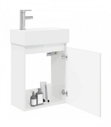 vidaXL Bathroom Vanity Unit with Tap High Gloss White — Model: with left faucet — V0672169537