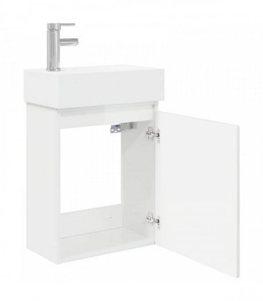 vidaXL Bathroom Vanity Unit with Tap High Gloss White — Model: with left faucet — V0672169537