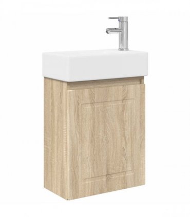 vidaXL Bathroom Vanity Unit with Tap Sonoma Oak 45.5 x 22.5 x 84 cm — Model: with right faucet — V0672169538