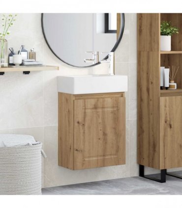 vidaXL Bathroom Vanity Unit with Tap Artisan Oak 45.5 x 22.5 x 84 cm — Model: with right faucet — V0672169539