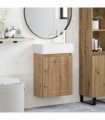 vidaXL Bathroom Vanity Unit with Tap Artisan Oak 45.5 x 22.5 x 84 cm — Model: with right faucet — V0672169539