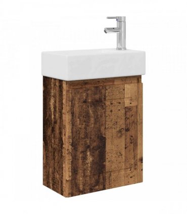 vidaXL Bathroom Vanity Unit with Tap Old Wood 45.5 x 22.5 x 84 cm — Model: with right faucet — V0672169541