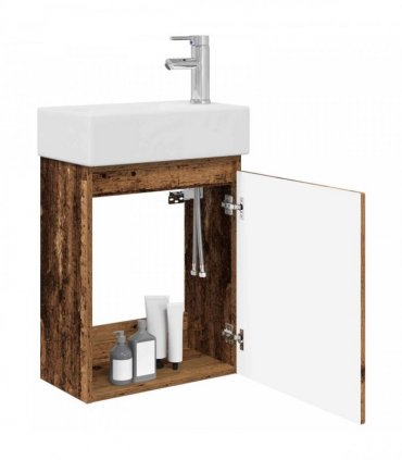 vidaXL Bathroom Vanity Unit with Tap Old Wood 45.5 x 22.5 x 84 cm — Model: with right faucet — V0672169541
