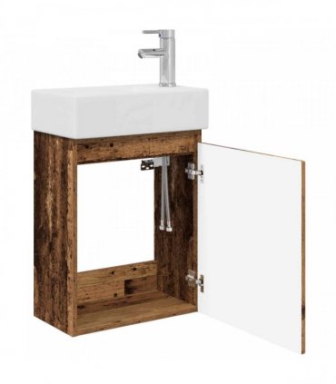 vidaXL Bathroom Vanity Unit with Tap Old Wood 45.5 x 22.5 x 84 cm — Model: with right faucet — V0672169541