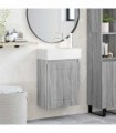 vidaXL Bathroom Vanity Unit with Tap Grey Sonoma 45.5 x 22.5 x 84 cm — Model: with right faucet — V0672169542
