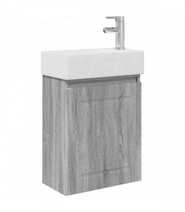 vidaXL Bathroom Vanity Unit with Tap Grey Sonoma 45.5 x 22.5 x 84 cm — Model: with right faucet — V0672169542