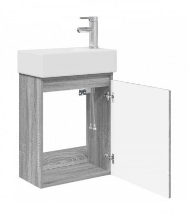 vidaXL Bathroom Vanity Unit with Tap Grey Sonoma 45.5 x 22.5 x 84 cm — Model: with right faucet — V0672169542