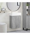 vidaXL Bathroom Vanity Unit with Tap Grey Sonoma 45.5 x 22.5 x 84 cm — Model: with left faucet — V0672169543
