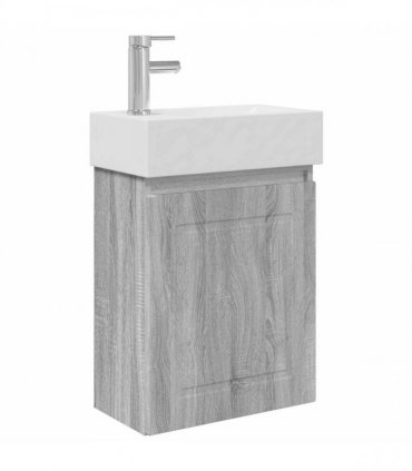 vidaXL Bathroom Vanity Unit with Tap Grey Sonoma 45.5 x 22.5 x 84 cm — Model: with left faucet — V0672169543
