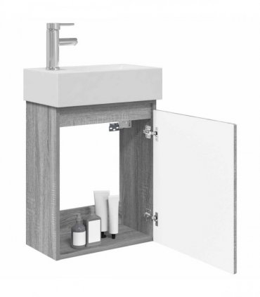 vidaXL Bathroom Vanity Unit with Tap Grey Sonoma 45.5 x 22.5 x 84 cm — Model: with left faucet — V0672169543