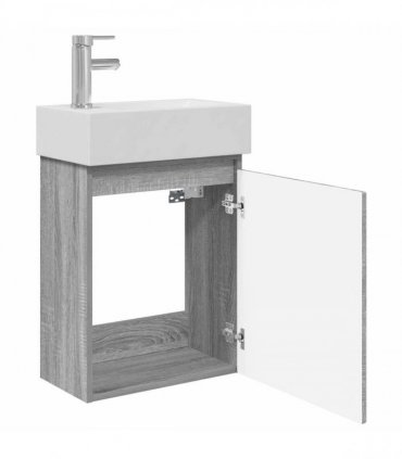 vidaXL Bathroom Vanity Unit with Tap Grey Sonoma 45.5 x 22.5 x 84 cm — Model: with left faucet — V0672169543