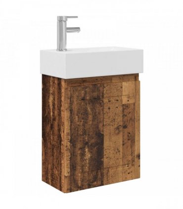 vidaXL Bathroom Vanity Unit with Tap Old Wood 45.5 x 22.5 x 84 cm — Model: with left faucet — V0672169544