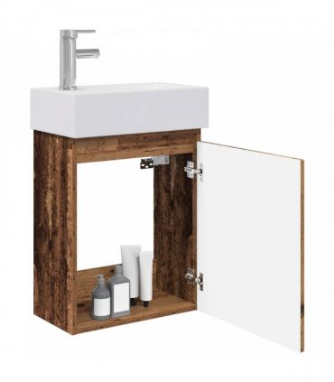 vidaXL Bathroom Vanity Unit with Tap Old Wood 45.5 x 22.5 x 84 cm — Model: with left faucet — V0672169544