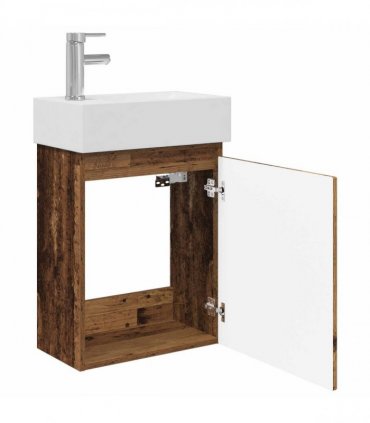 vidaXL Bathroom Vanity Unit with Tap Old Wood 45.5 x 22.5 x 84 cm — Model: with left faucet — V0672169544