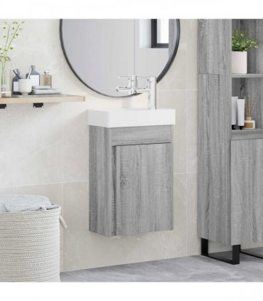 vidaXL Bathroom Vanity Unit with Tap Grey Sonoma 40.5 x 22.5 x 62 cm