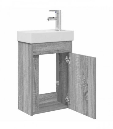 vidaXL Bathroom Vanity Unit with Tap Grey Sonoma 40.5 x 22.5 x 62 cm
