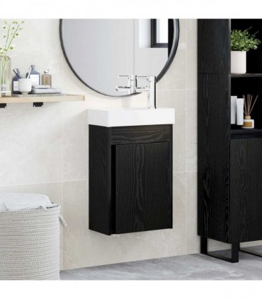 vidaXL Bathroom Vanity Unit with Tap Black Oak 40.5 x 22.5 x 62 cm