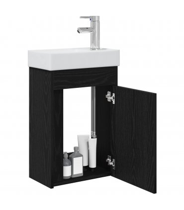vidaXL Bathroom Vanity Unit with Tap Black Oak 40.5 x 22.5 x 62 cm