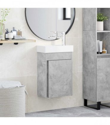 vidaXL Bathroom Vanity Unit with Tap Concrete Grey 40.5 x 22.5 x 62 cm