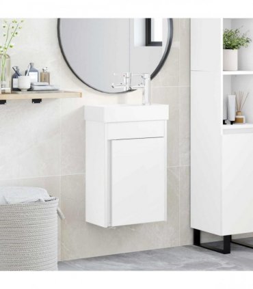 vidaXL Bathroom Vanity Unit with Tap White 40.5 x 22.5 x 62 cm