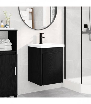 vidaXL Bathroom Vanity Unit with Tap Black Oak 42 x 40 x 74.5 cm
