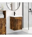 vidaXL Bathroom Vanity Unit with Tap Smoked Oak 42 x 40 x 74.5 cm
