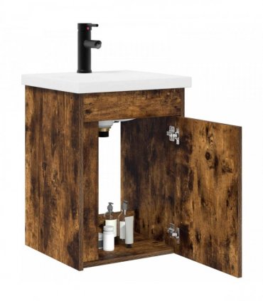 vidaXL Bathroom Vanity Unit with Tap Smoked Oak 42 x 40 x 74.5 cm