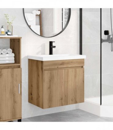 vidaXL Bathroom Vanity Unit with Tap Artisan Oak 61 x 40 x 74.5 cm
