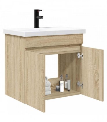 vidaXL Bathroom Vanity Unit with Tap Sonoma Oak 61 x 40 x 74.5 cm