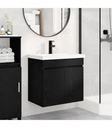 vidaXL Bathroom Vanity Unit with Tap Black Oak 61 x 40 x 74.5 cm