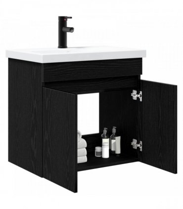 vidaXL Bathroom Vanity Unit with Tap Black Oak 61 x 40 x 74.5 cm