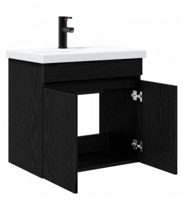 vidaXL Bathroom Vanity Unit with Tap Black Oak 61 x 40 x 74.5 cm